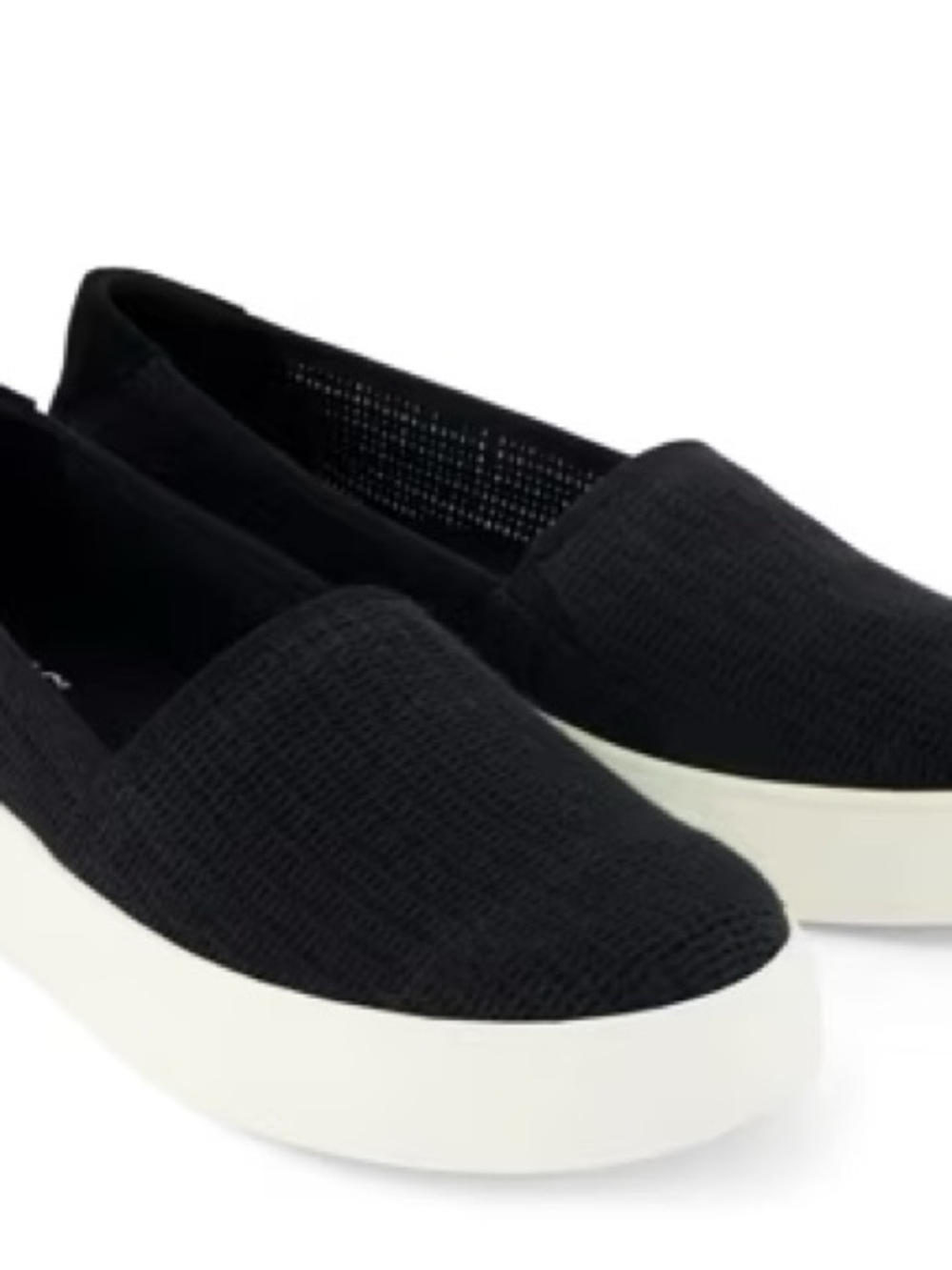NIB Toms Black Knit Slip-On Kameron with White Sole
